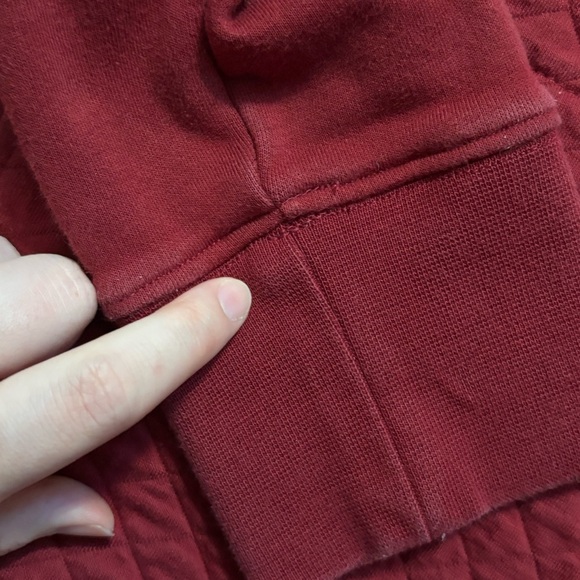 L.L. Bean Red Pullover Quarterzip Size Small Quilted Unisex Flaw Winter Fall - Picture 5 of 7
